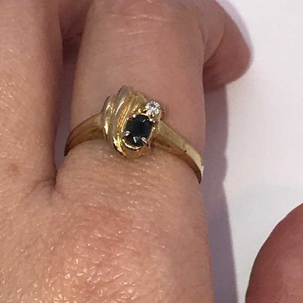 Vintage 14 ktgf Sapphire and Cz Ring, Size 7 - image 11