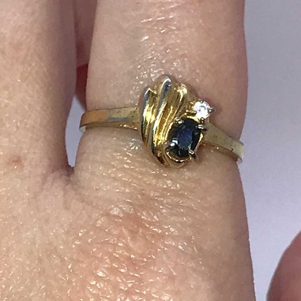 Vintage 14 ktgf Sapphire and Cz Ring, Size 7 - image 12