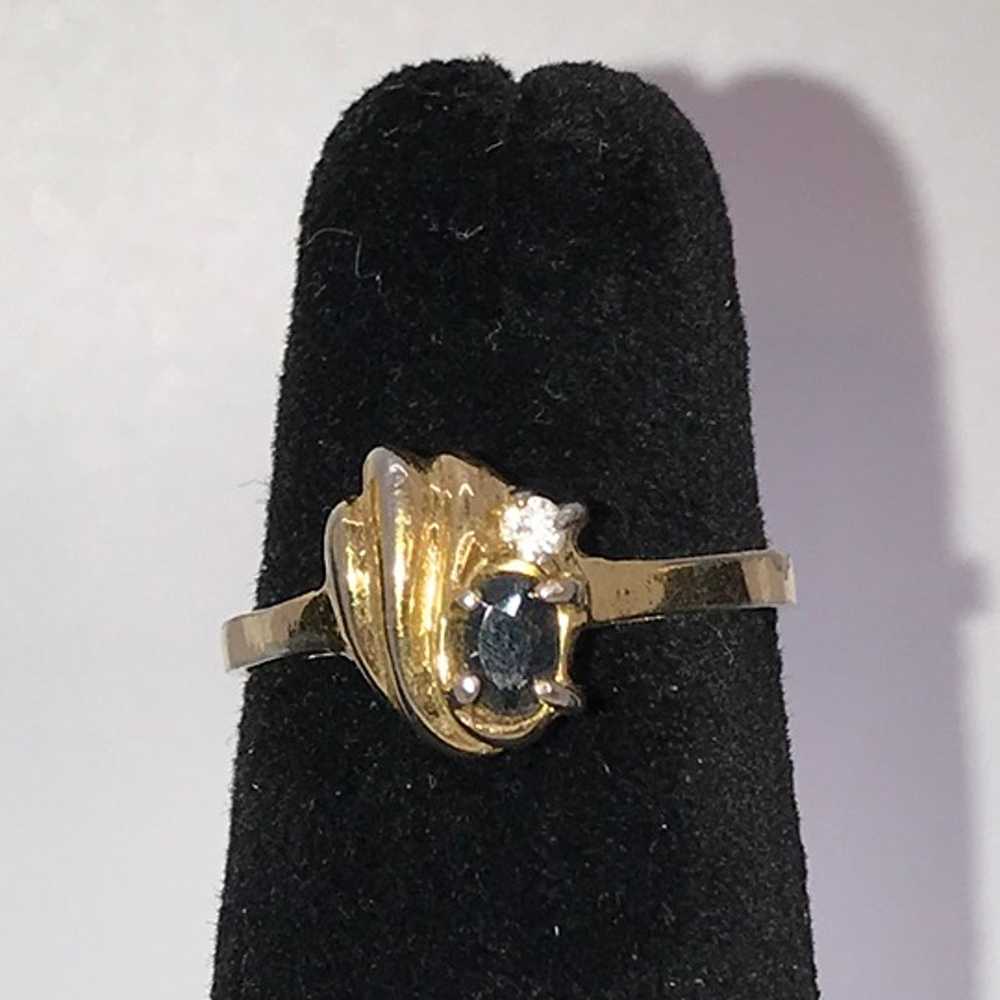 Vintage 14 ktgf Sapphire and Cz Ring, Size 7 - image 1
