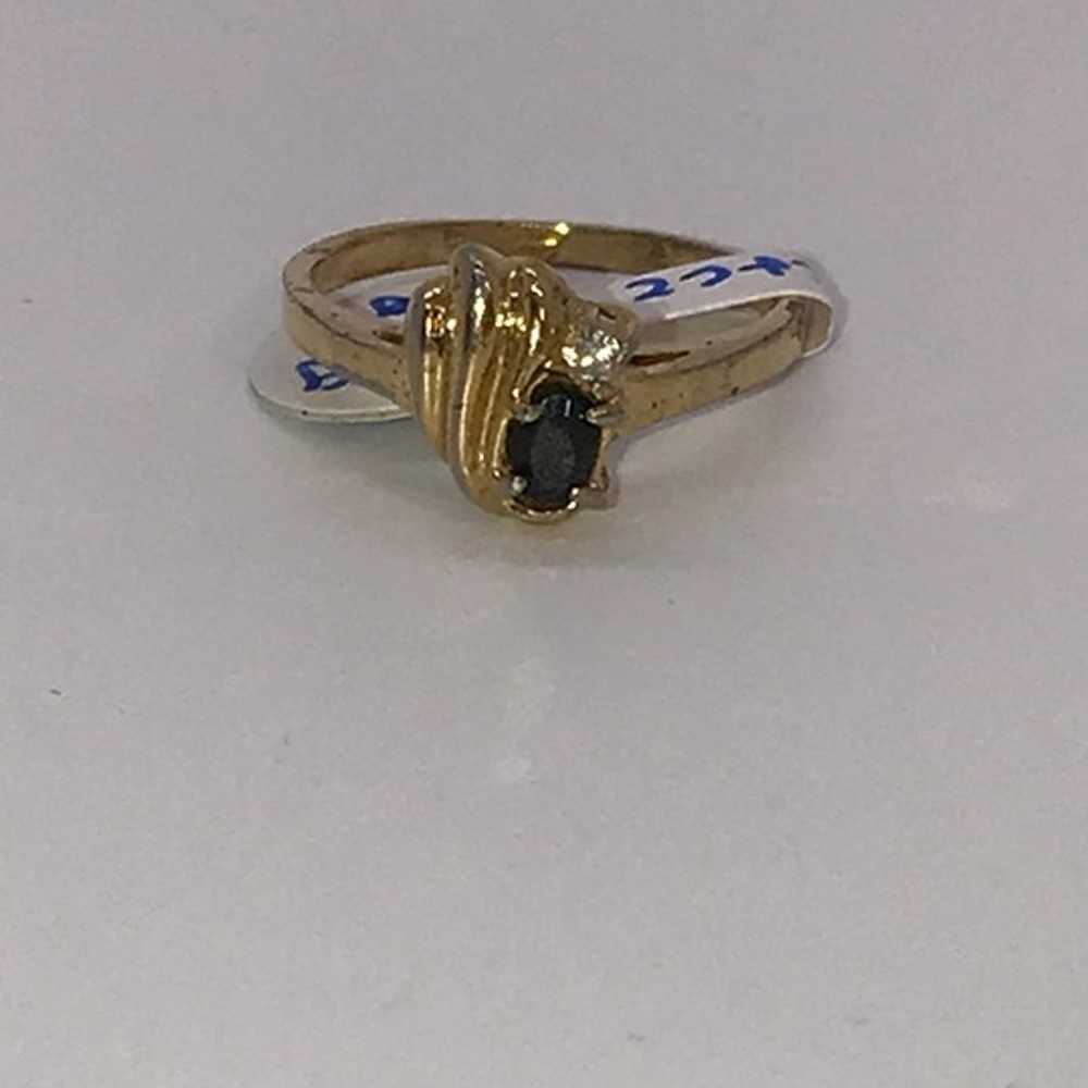 Vintage 14 ktgf Sapphire and Cz Ring, Size 7 - image 3