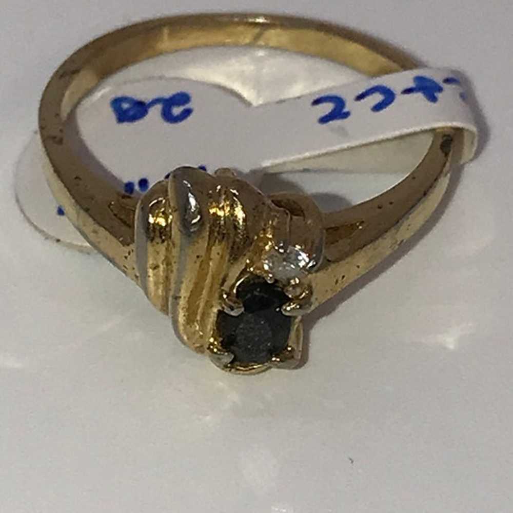 Vintage 14 ktgf Sapphire and Cz Ring, Size 7 - image 4