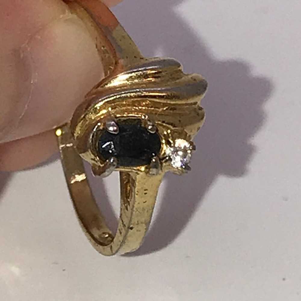 Vintage 14 ktgf Sapphire and Cz Ring, Size 7 - image 7