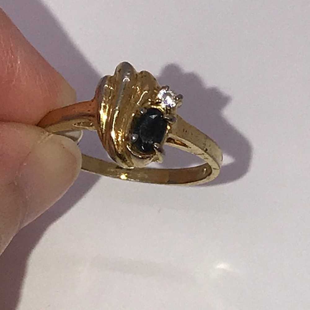 Vintage 14 ktgf Sapphire and Cz Ring, Size 7 - image 8