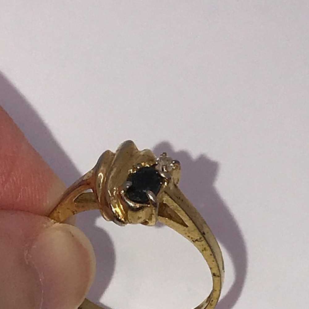 Vintage 14 ktgf Sapphire and Cz Ring, Size 7 - image 9