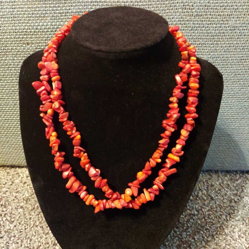 Vintage Red Coral Authentic 2 strand necklace - image 3