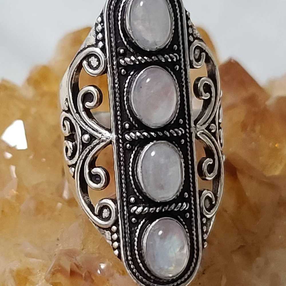 New*Vintage Style 4 Moonstone Long ring - image 2