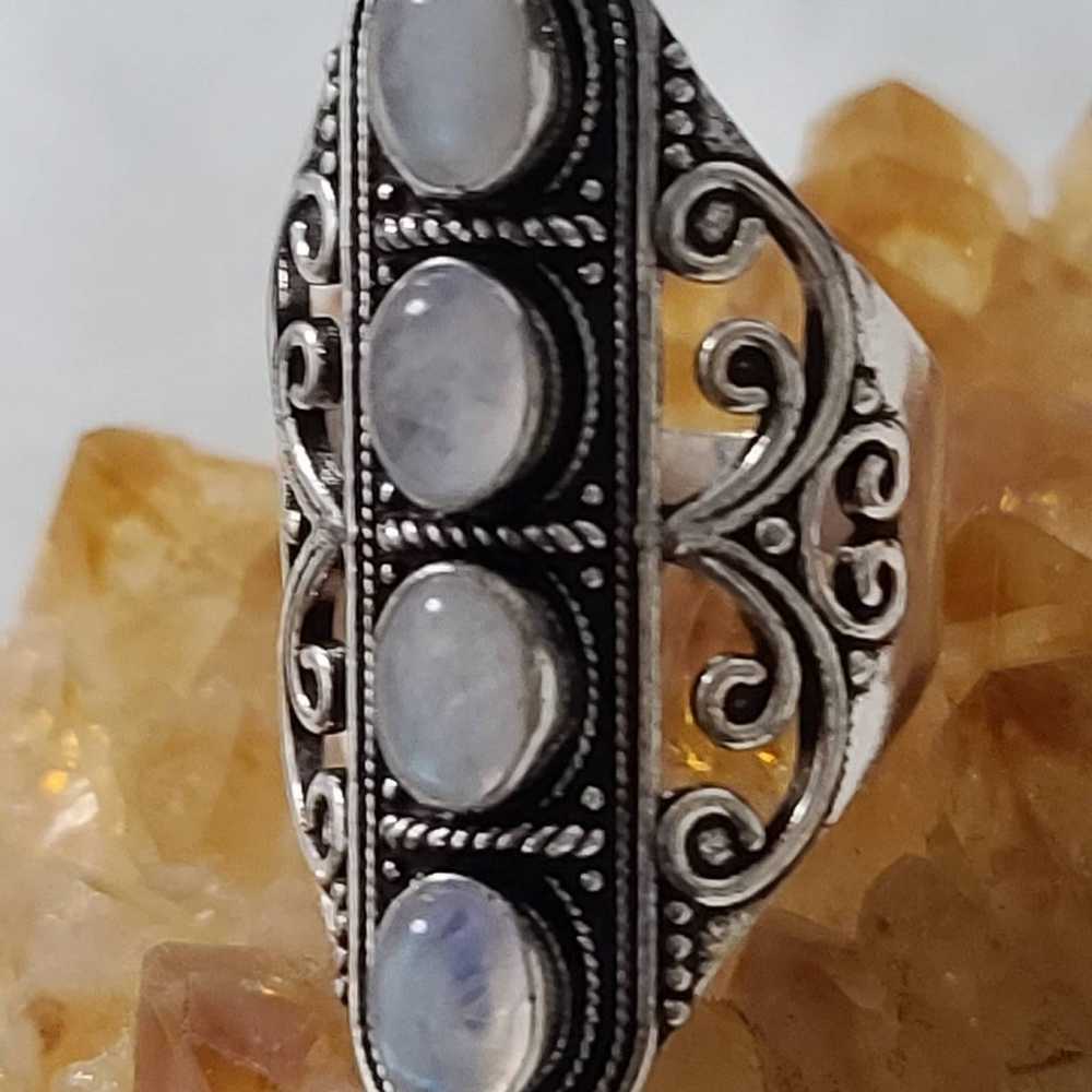 New*Vintage Style 4 Moonstone Long ring - image 3