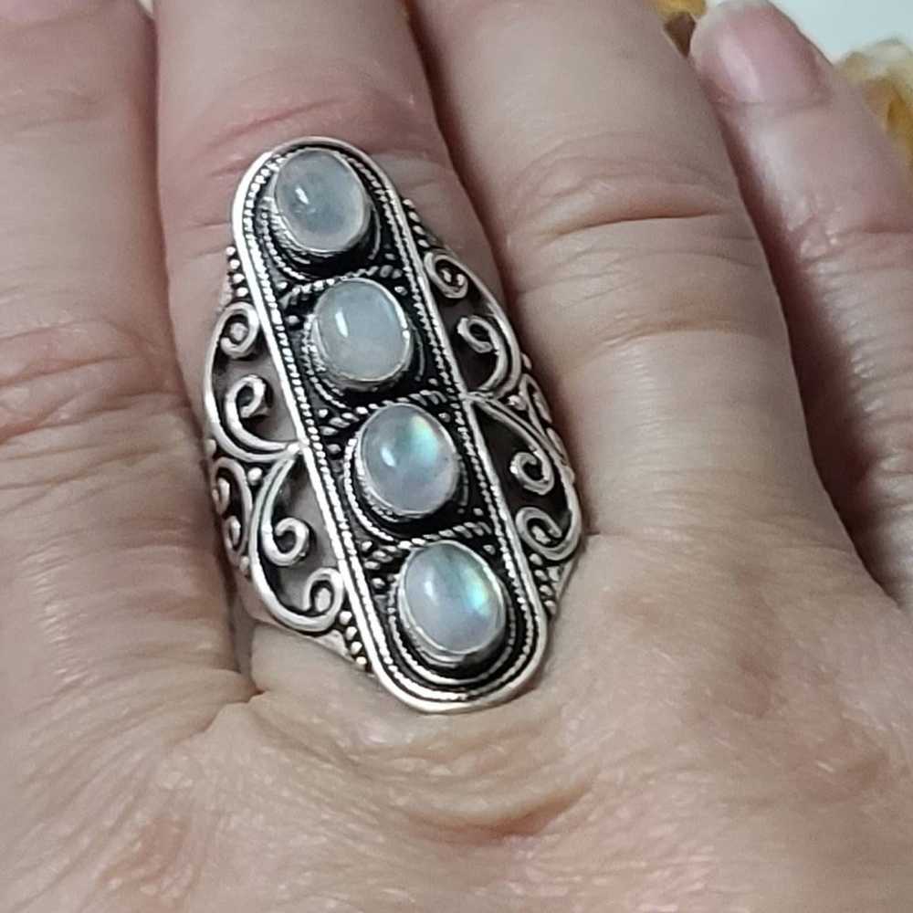 New*Vintage Style 4 Moonstone Long ring - image 4