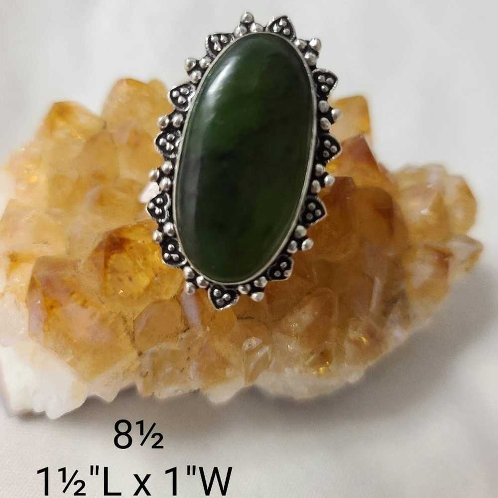 New*Vintage Green Jade Silver Ring - image 1