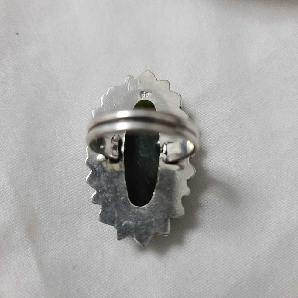 New*Vintage Green Jade Silver Ring - image 4