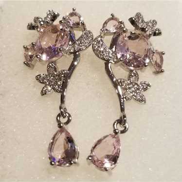 New*Vintage Pink Kunzite Silver Earrings
