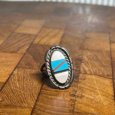 Vintage Native American Navajo Multistone Ring - image 1