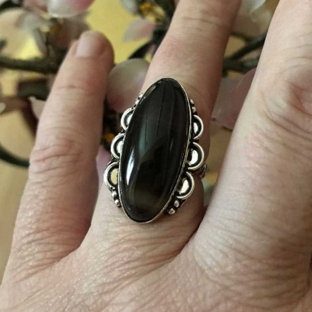 Vintage Black Onyx & 925 Ring - image 9