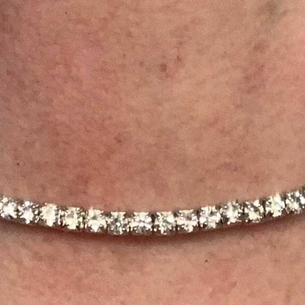 Vintage Sterling Silver Diamond Chocker/ Rhodium … - image 2