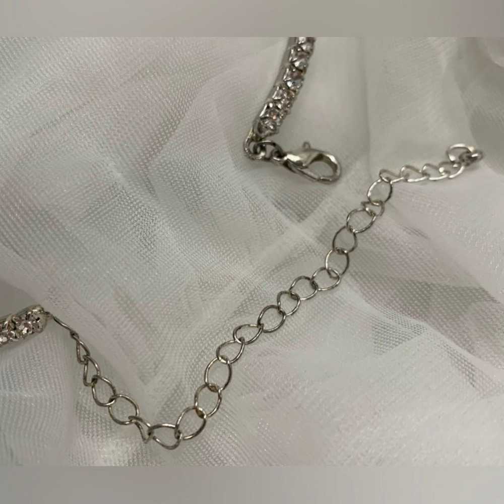 Vintage Sterling Silver Diamond Chocker/ Rhodium … - image 4