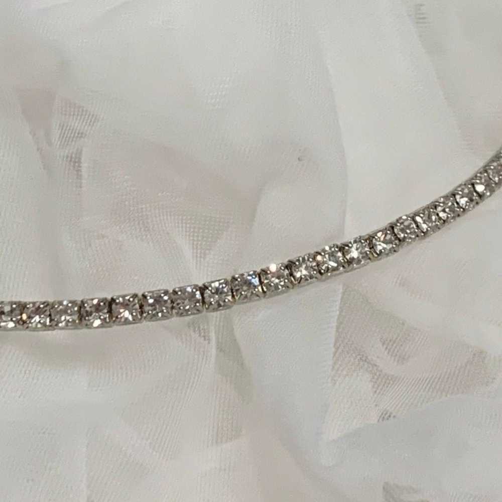 Vintage Sterling Silver Diamond Chocker/ Rhodium … - image 6