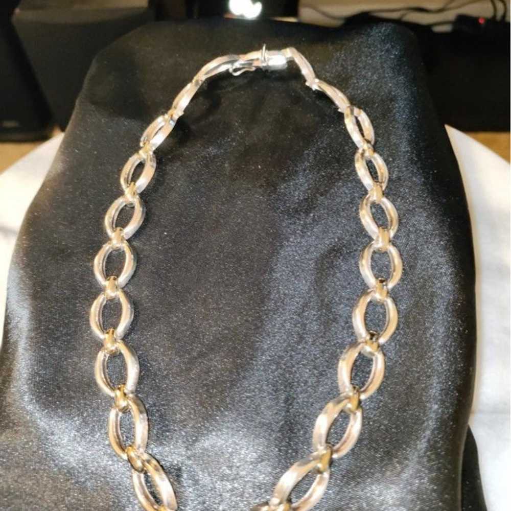 Rare Vintage Hoop Link Italian 925 Sterl - image 3