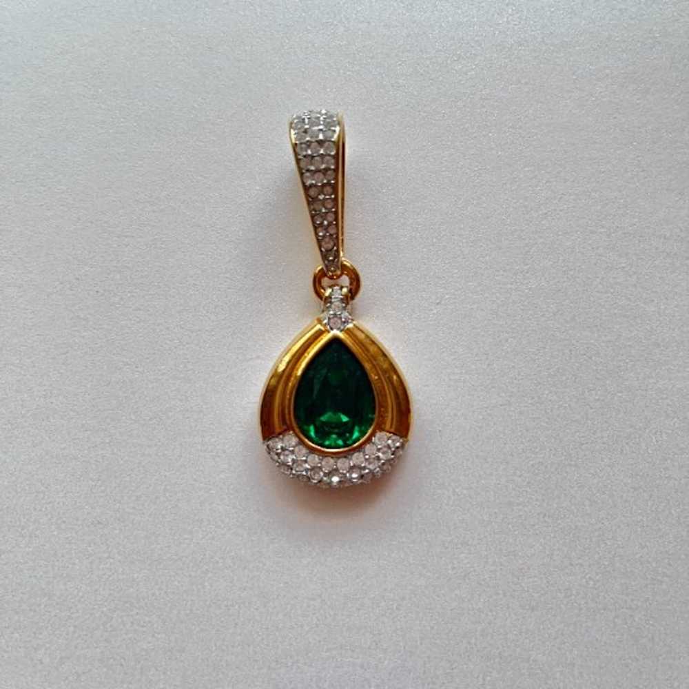 90s Vintage Salo Green Jewel Stone Pave Encrusted… - image 1