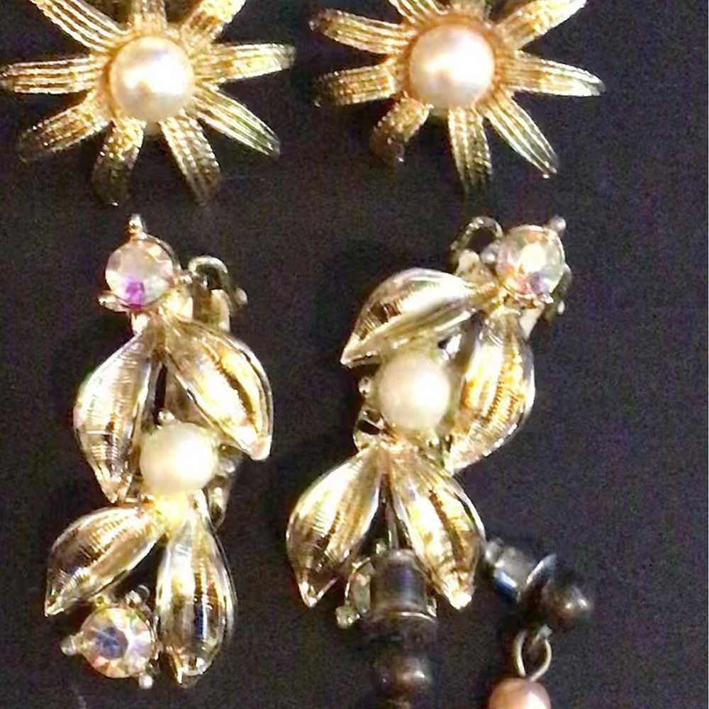 Three (3) Gold Earrings Vintage Fashion - image 5