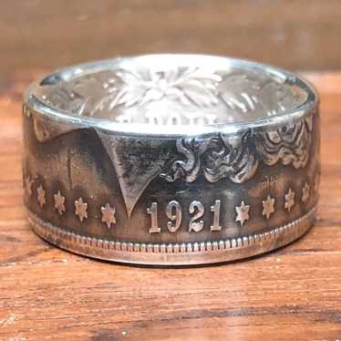 Size 9 Silver Dollar Ring dated 1921 - image 1