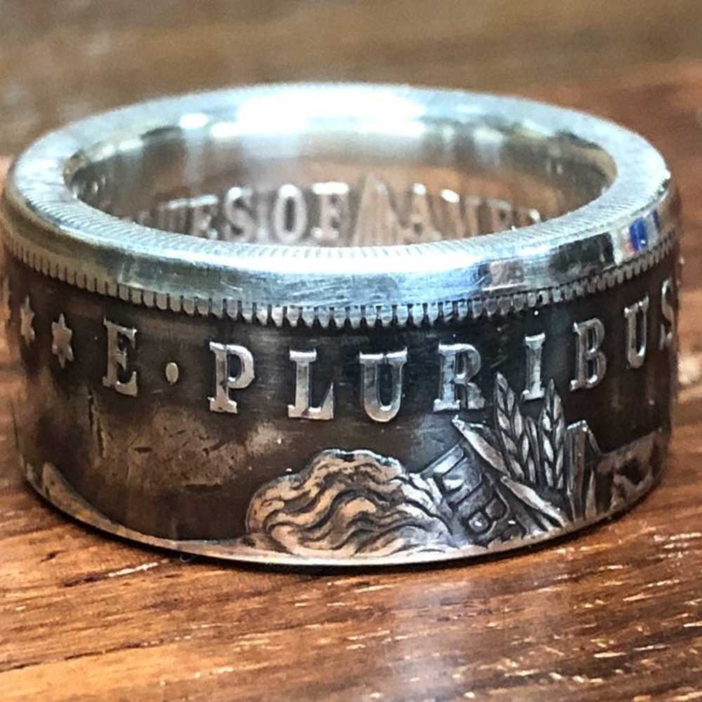 Size 9 Silver Dollar Ring dated 1921 - image 2