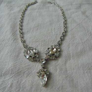 vintage Bogoff signed clear crystal necklace