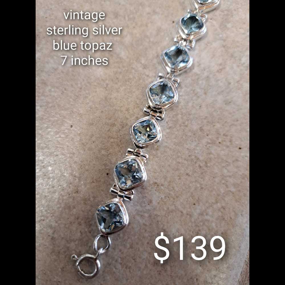 Vintage sterling silver blue topaz bracelet - image 1