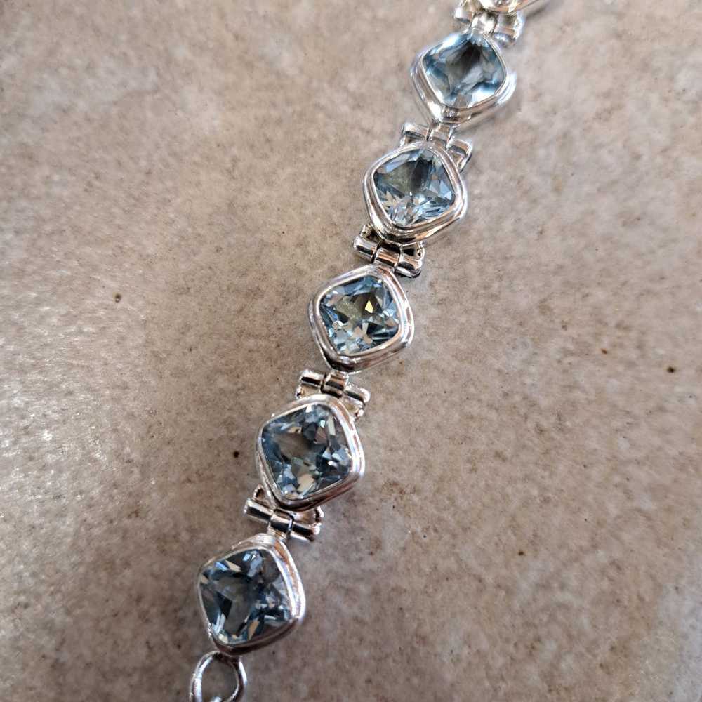 Vintage sterling silver blue topaz bracelet - image 4