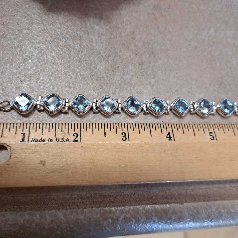 Vintage sterling silver blue topaz bracelet - image 5