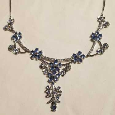 *Vintage Tanzanite Flower 925 Necklace - image 1