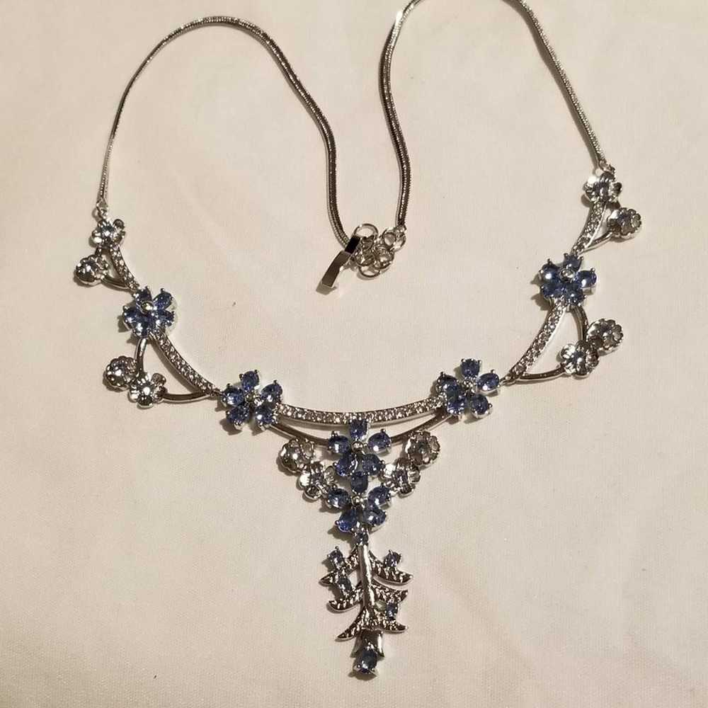 *Vintage Tanzanite Flower 925 Necklace - image 2