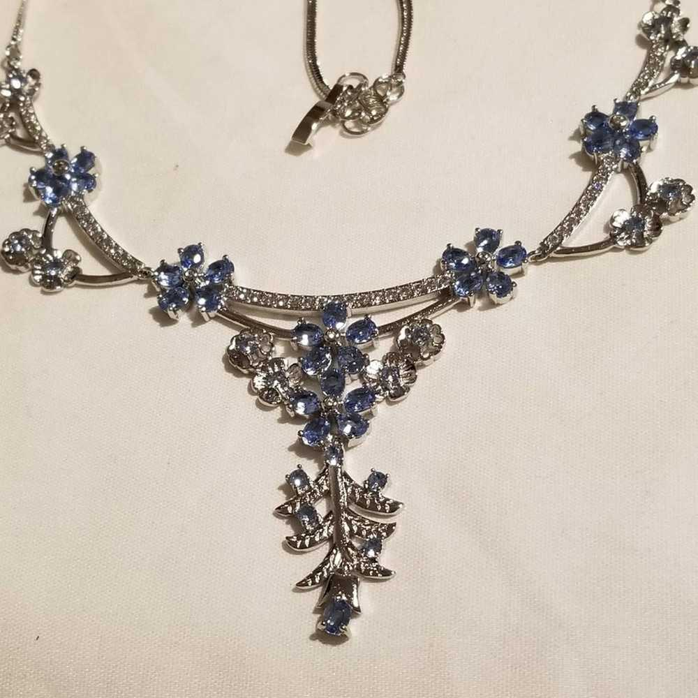 *Vintage Tanzanite Flower 925 Necklace - image 3