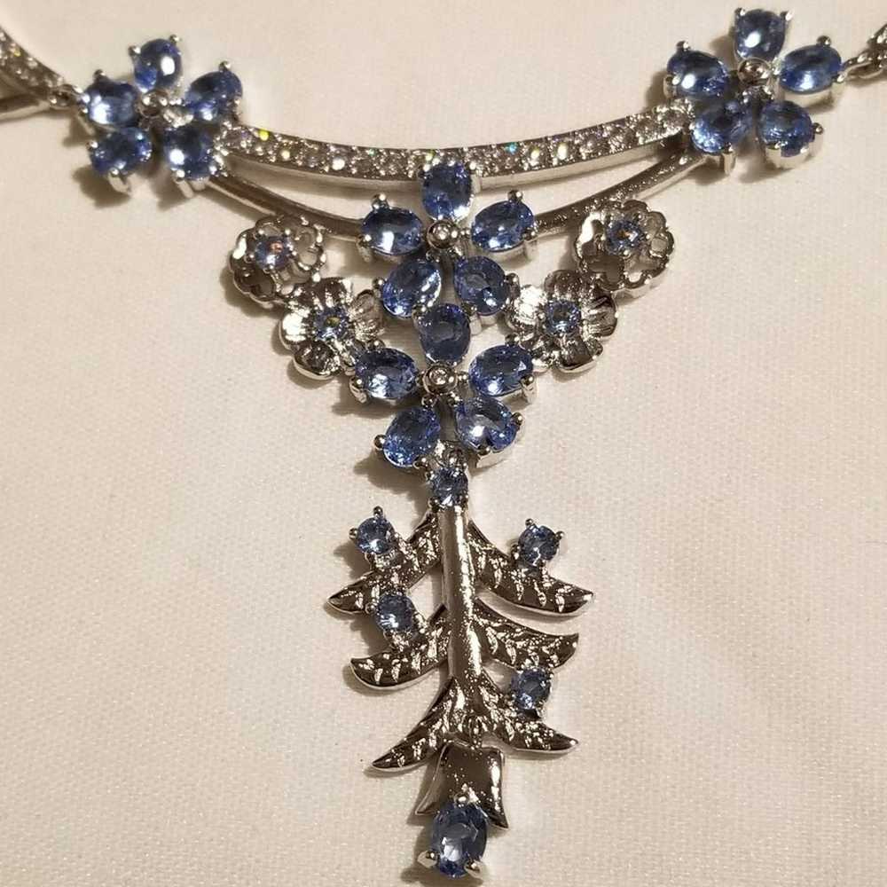 *Vintage Tanzanite Flower 925 Necklace - image 4