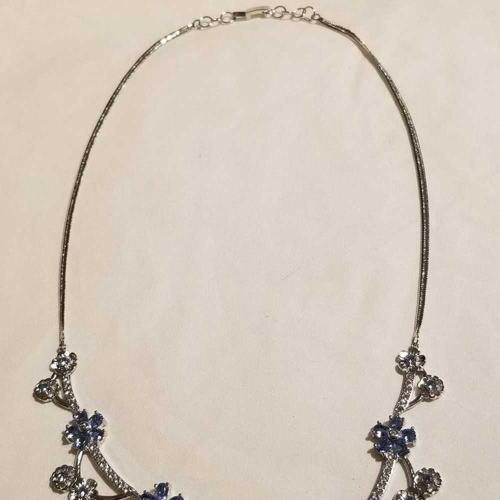 *Vintage Tanzanite Flower 925 Necklace - image 5