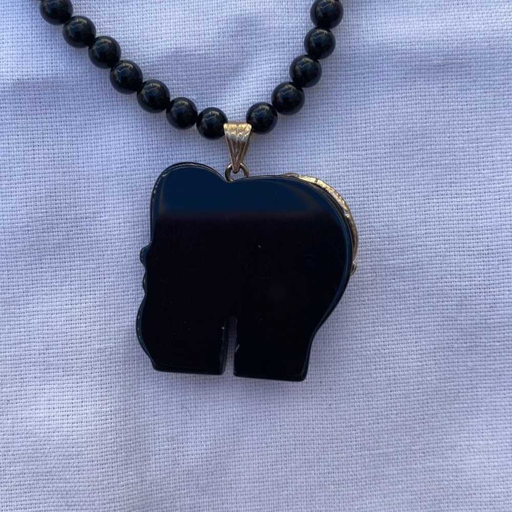 Vintage Onyx Elephant pendant necklace - image 4