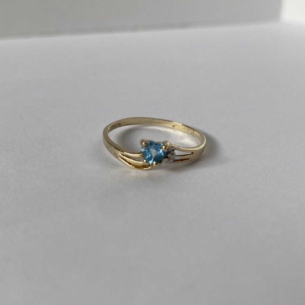 10K Aquamarine Diamond Ring - image 1