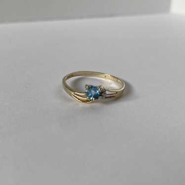 10K Aquamarine Diamond Ring - image 1