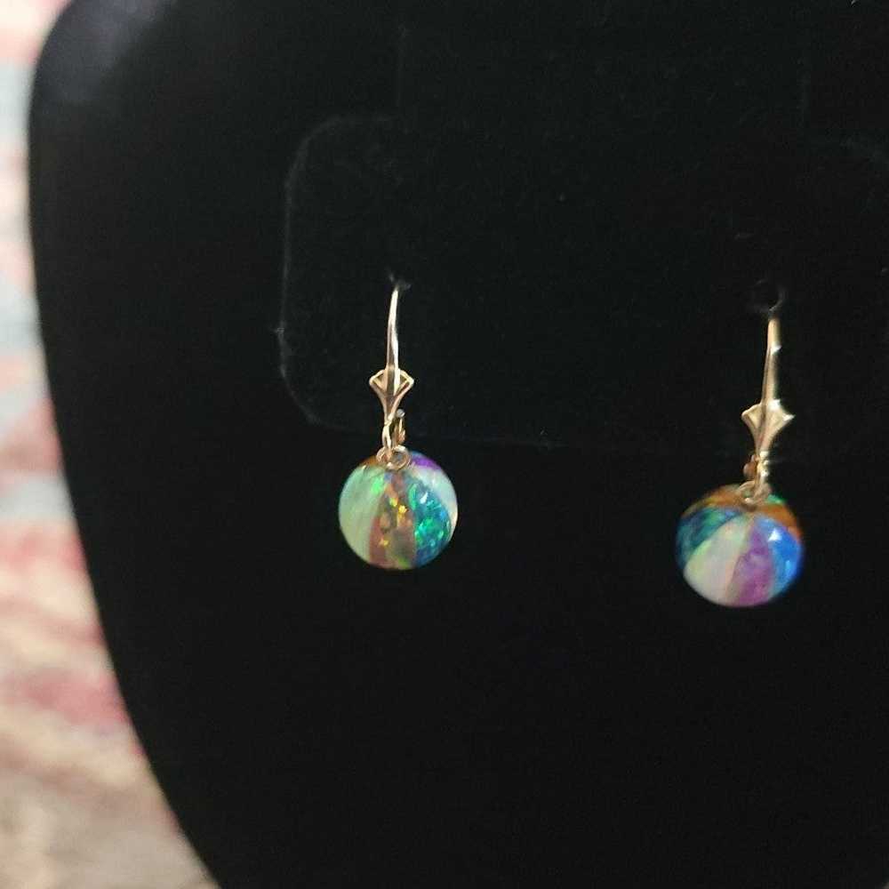 14k and Opal Earrings and pendant set - image 2