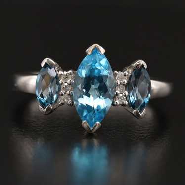Topaz and Diamond Sterling Silver Ring - image 1