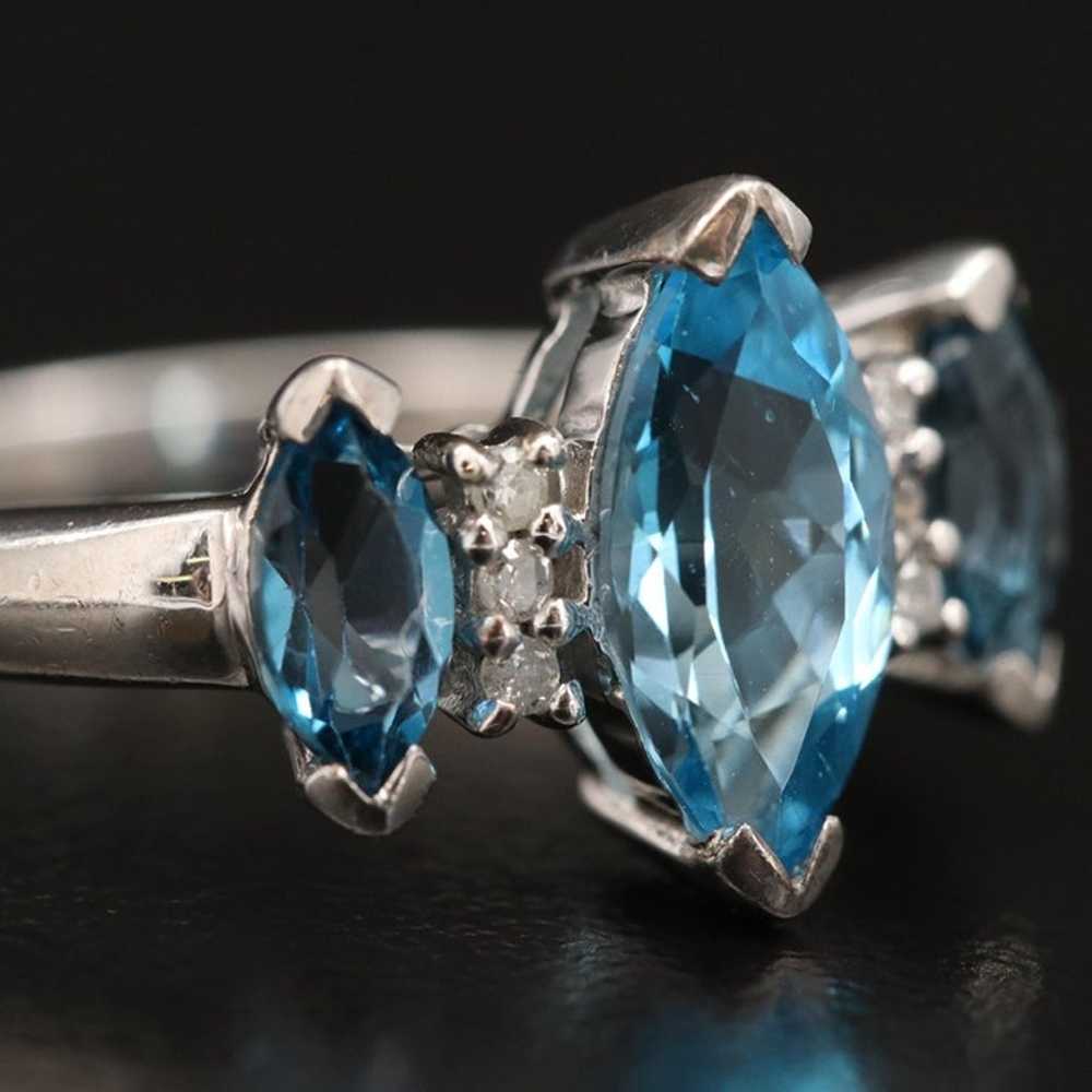 Topaz and Diamond Sterling Silver Ring - image 2