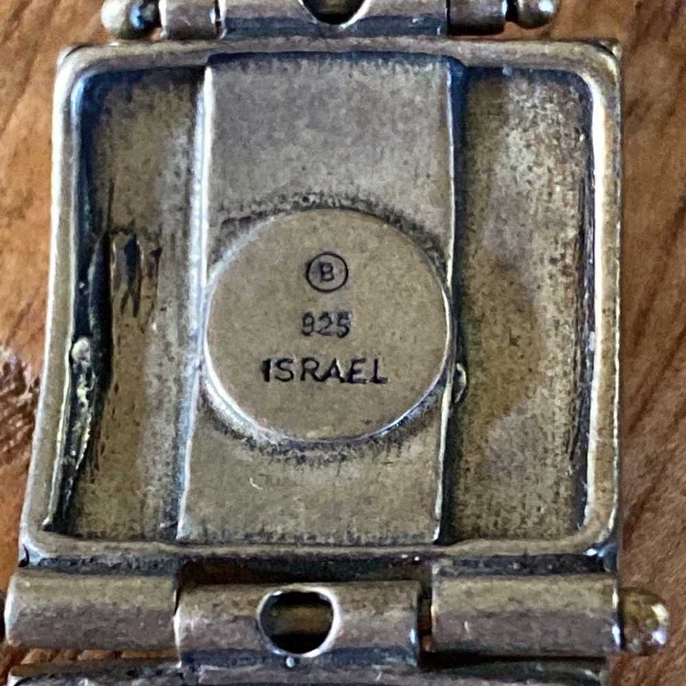 Vintage Israel Hammered Panel Link Sterling Silve… - image 4