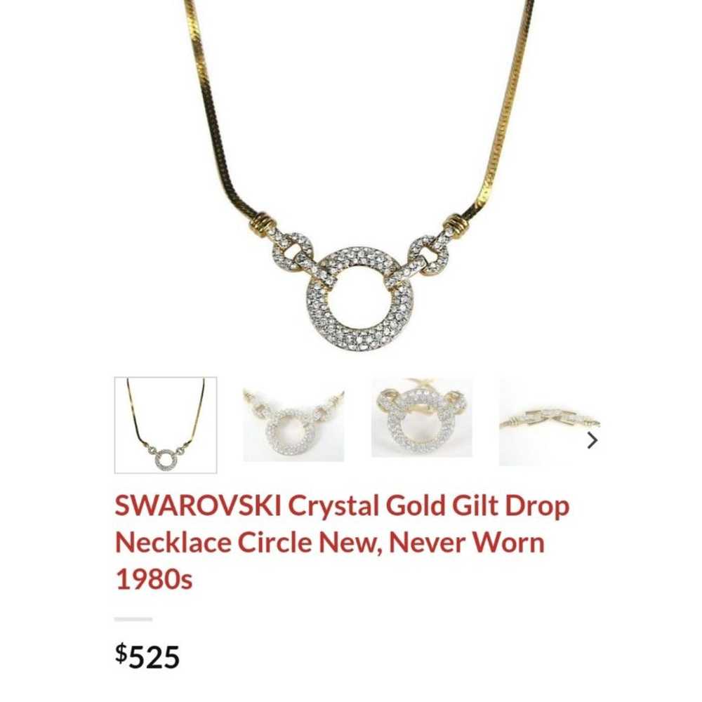 Vintage Swarovski Gold Pave Circle Necklace - image 11