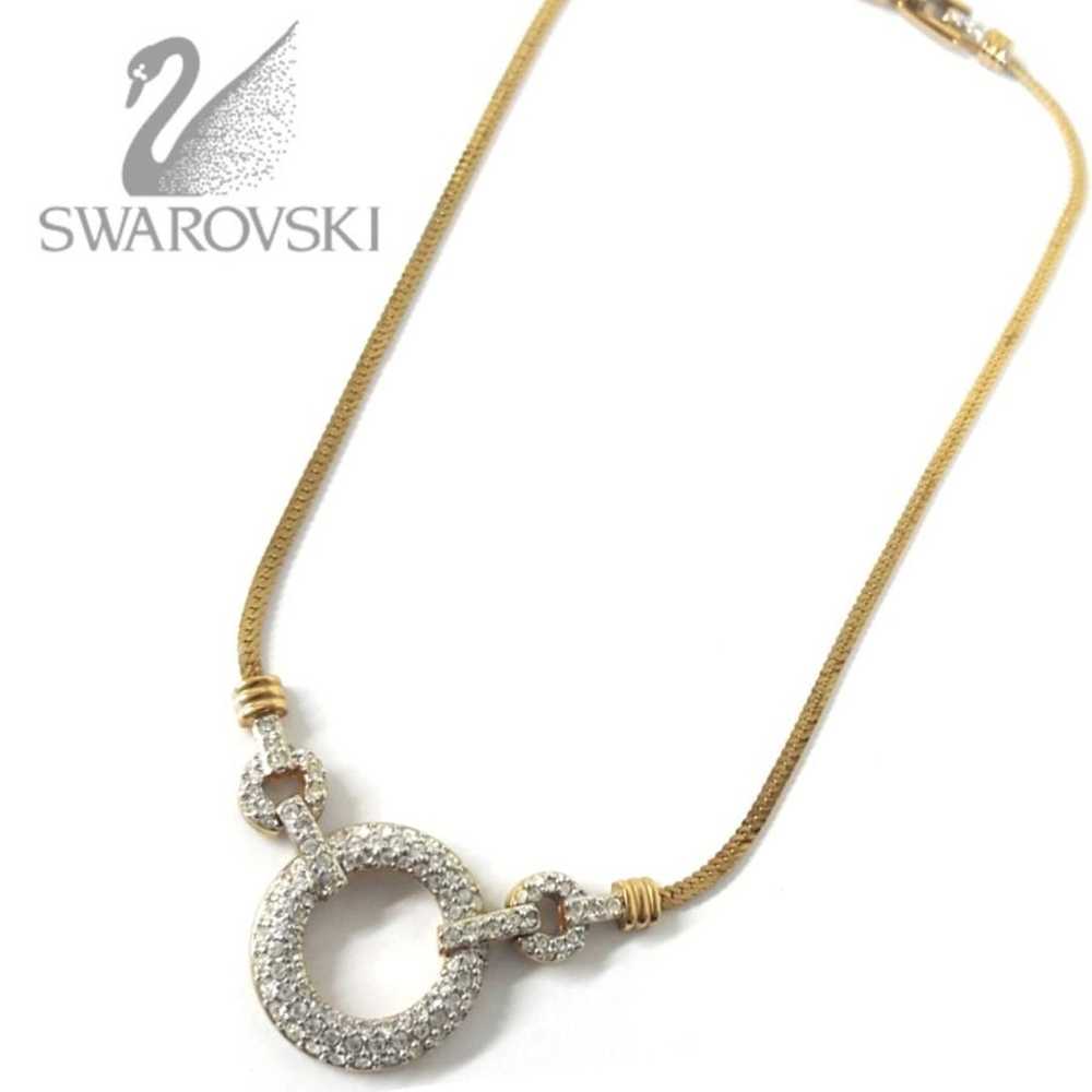 Vintage Swarovski Gold Pave Circle Necklace - image 4