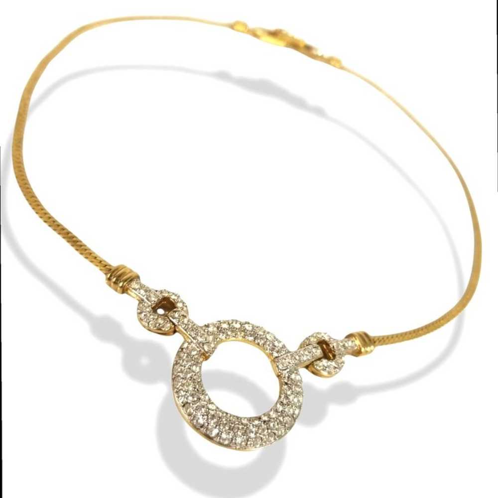 Vintage Swarovski Gold Pave Circle Necklace - image 5