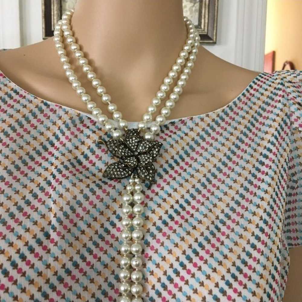 Heidi Daus 3d Flower Pearls Necklace - image 3