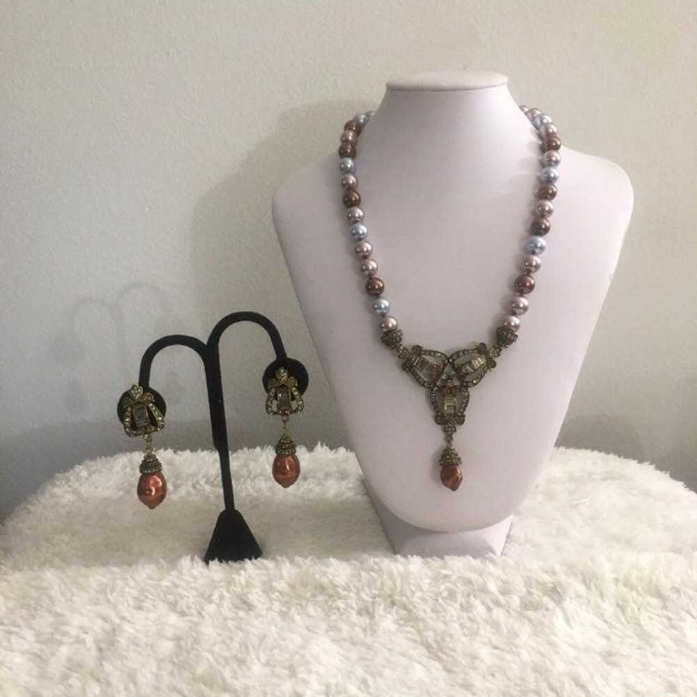 Heidi Daus Dyed Pearl Necklace/Earrings - image 2