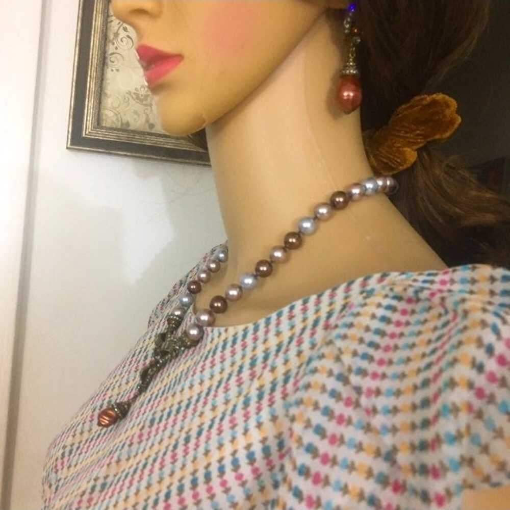 Heidi Daus Dyed Pearl Necklace/Earrings - image 7