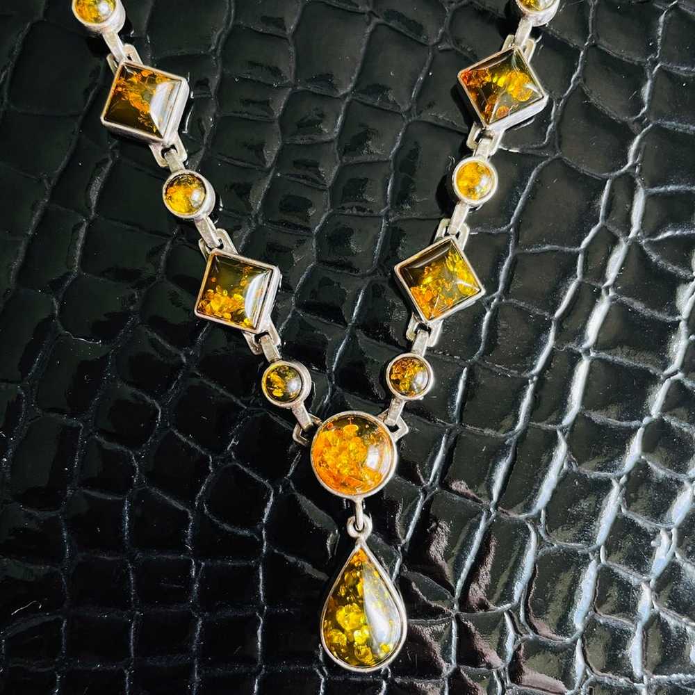 3 COLOR AMBER STERLING NECKLACE, BRACELETS, EARRI… - image 4