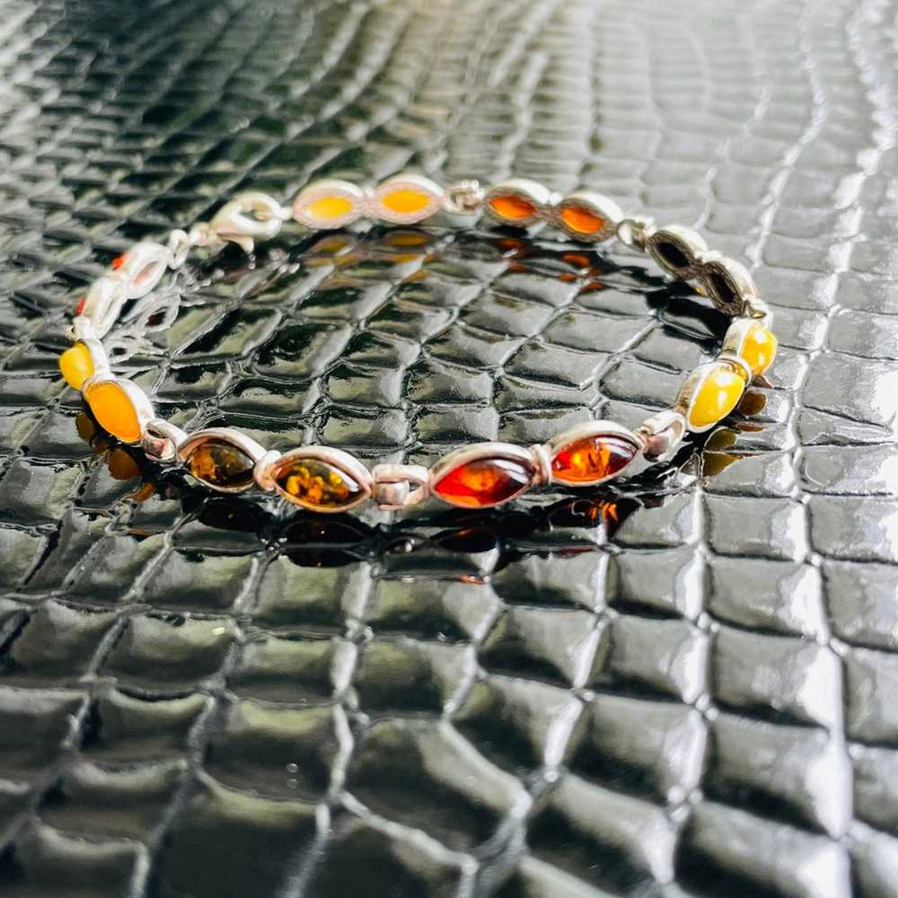 3 COLOR AMBER STERLING NECKLACE, BRACELETS, EARRI… - image 7