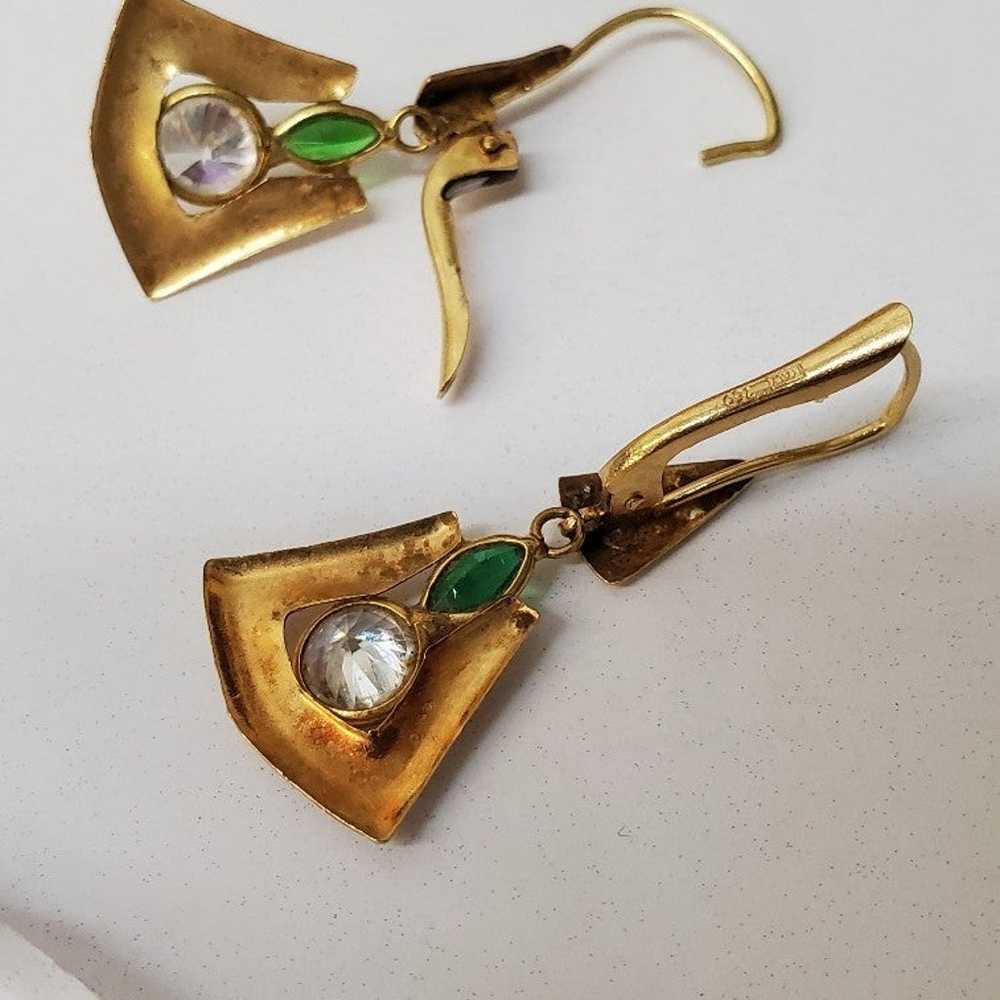 Vintage 18karat solid gold Dangles  stones Earrin… - image 3